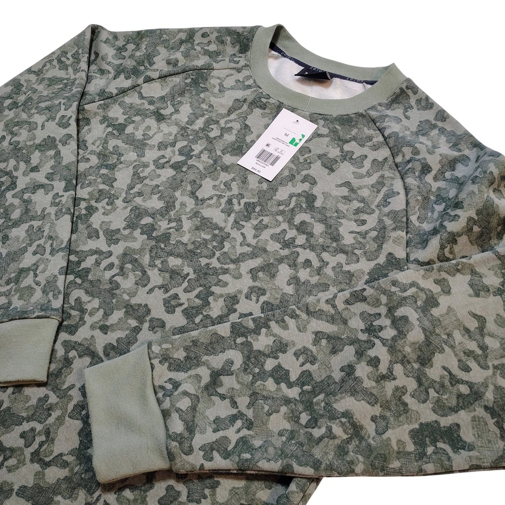 Zelos Men's Camouflage Crewneck Sweatshirt Green Fade Tiny Camo Size Medium NWT‎